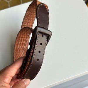 Talbots Dark Brown Braided Leather Belt with Silver Buckle